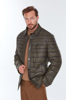 Locatelli Plus Men's Green Leather Jacket | Derimod Locatelli Plus Men's Green Leather Jacket | Derimod