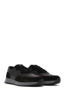 Male Black Lace-up Suede Leather Sneaker | Derimod Male Black Lace-up Suede Leather Sneaker | Derimod