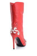 Women's Stone and Stud Detailed Leather Boots | Derimod Women's Stone and Stud Detailed Leather Boots | Derimod