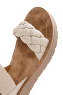 Women's Beige Knitted Patterned Sandals | Derimod Women's Beige Knitted Patterned Sandals | Derimod