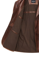 Kevin Men's Camel Blazer Leather Jacket | Derimod Kevin Men's Camel Blazer Leather Jacket | Derimod
