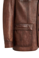 Kevin Men's Camel Blazer Leather Jacket | Derimod Kevin Men's Camel Blazer Leather Jacket | Derimod
