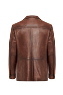 Kevin Men's Camel Blazer Leather Jacket | Derimod Kevin Men's Camel Blazer Leather Jacket | Derimod