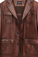 Kevin Men's Camel Blazer Leather Jacket | Derimod Kevin Men's Camel Blazer Leather Jacket | Derimod