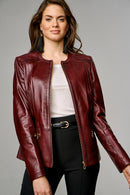Arya Women's Leather Jacket | Derimod Arya Women's Leather Jacket | Derimod