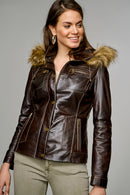 Elena Women's Leather Jacket | Derimod Elena Women's Leather Jacket | Derimod