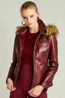 Elena Women's Leather Jacket | Derimod Elena Women's Leather Jacket | Derimod