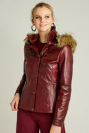 Elena Women's Leather Jacket | Derimod Elena Women's Leather Jacket | Derimod