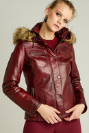 Elena Women's Leather Jacket | Derimod Elena Women's Leather Jacket | Derimod