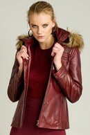 Elena Women's Leather Jacket | Derimod Elena Women's Leather Jacket | Derimod