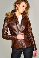 Elena Women's Leather Jacket | Derimod Elena Women's Leather Jacket | Derimod