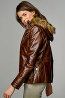 Elena Women's Leather Jacket | Derimod Elena Women's Leather Jacket | Derimod