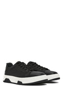 Men's Black Lace-up Thick-Sole Leather Sneaker | Derimod Men's Black Lace-up Thick-Sole Leather Sneaker | Derimod
