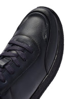 Men's Navy Blue Lace-Up Leather Sneaker | Derimod Men's Navy Blue Lace-Up Leather Sneaker | Derimod