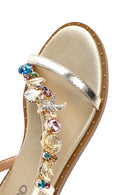 Women's Gold Ankle Buckle Stoned Sandals | Derimod Women's Gold Ankle Buckle Stoned Sandals | Derimod