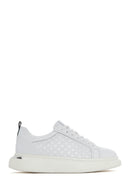 Men's White Lace-up Thick-Sole Leather Sneaker | Derimod Men's White Lace-up Thick-Sole Leather Sneaker | Derimod