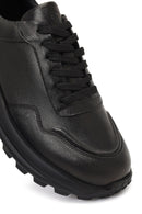 Erkek Siyah Bağcıklı Kalın Tabanlı Deri Sneaker | Derimod Erkek Siyah Bağcıklı Kalın Tabanlı Deri Sneaker | Derimod
