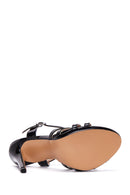 Women's Black Patent Leather Heeled Sandals | Derimod Women's Black Patent Leather Heeled Sandals | Derimod