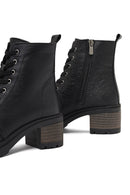 Women's Black Zippered Thick Heeled Leather Combat Boots | Derimod Women's Black Zippered Thick Heeled Leather Combat Boots | Derimod