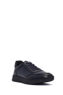 Men's Navy Blue Lace-Up Leather Sneaker | Derimod Men's Navy Blue Lace-Up Leather Sneaker | Derimod