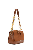 Woman Tan Chain-Strap Suede Crossbody Bag | Derimod Woman Tan Chain-Strap Suede Crossbody Bag | Derimod