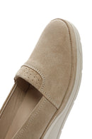 Women's Beige Wedge Heel Suede Leather Comfort Loafer | Derimod Women's Beige Wedge Heel Suede Leather Comfort Loafer | Derimod