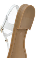 Women's White Flip-Flop Patent Leather Sandals | Derimod Women's White Flip-Flop Patent Leather Sandals | Derimod