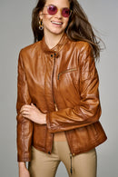 Trixie Women's Leather Jacket | Derimod Trixie Women's Leather Jacket | Derimod