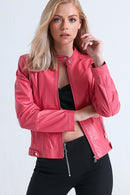 Malibuna Women's Leather Jacket | Derimod Malibuna Women's Leather Jacket | Derimod