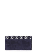 Women's Navy Blue Leather Portfolio | Derimod Women's Navy Blue Leather Portfolio | Derimod