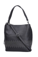 Women's Black Synthetic Leather Shoulder Bag | Derimod Women's Black Synthetic Leather Shoulder Bag | Derimod