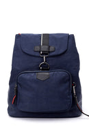 Women's Navy Blue Synthetic Leather Backpack | Derimod Women's Navy Blue Synthetic Leather Backpack | Derimod