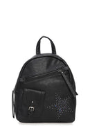 Women's Black Synthetic Leather Backpack | Derimod Women's Black Synthetic Leather Backpack | Derimod