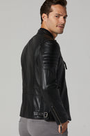 Bosh - X Erkek Siyah Slim-Fit Deri Ceket | Derimod Bosh - X Erkek Siyah Slim-Fit Deri Ceket | Derimod