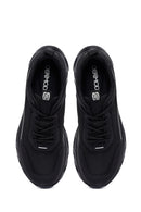 Men's Black Lace-Up Thick-Soled Fabric Sneaker | Derimod Men's Black Lace-Up Thick-Soled Fabric Sneaker | Derimod