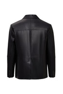 Rodrygo Men's Black Blazer Leather Jacket | Derimod Rodrygo Men's Black Blazer Leather Jacket | Derimod