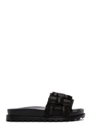 Women's Black Knitted Detailed Jelly Slippers | Derimod Women's Black Knitted Detailed Jelly Slippers | Derimod