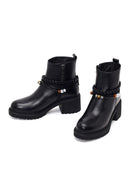 Woman Black Zip Closure Chunky-heeled Leather Boots | Derimod Woman Black Zip Closure Chunky-heeled Leather Boots | Derimod