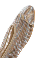 Women's Beige Stoned Leather Ballerinas | Derimod Women's Beige Stoned Leather Ballerinas | Derimod