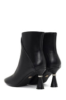 Women's Black Zippered Stone Detailed Heeled Boot | Derimod Women's Black Zippered Stone Detailed Heeled Boot | Derimod