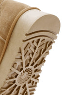 Women's Camel Fur Detailed Thick-Soled Suede Leather Boots | Derimod Women's Camel Fur Detailed Thick-Soled Suede Leather Boots | Derimod