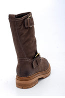 Women's Nubuck Buckle Detailed Boots | Derimod Women's Nubuck Buckle Detailed Boots | Derimod