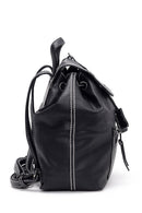 Women's Black Synthetic Leather Backpack | Derimod Women's Black Synthetic Leather Backpack | Derimod