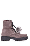 Women's Suede Boots with Pompom | Derimod Women's Suede Boots with Pompom | Derimod