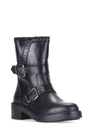 Women's Leather Boots with Studs and Buckle Detail | Derimod Women's Leather Boots with Studs and Buckle Detail | Derimod