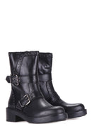 Women's Leather Boots with Studs and Buckle Detail | Derimod Women's Leather Boots with Studs and Buckle Detail | Derimod
