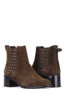 Studded Women's Suede Boots | Derimod Studded Women's Suede Boots | Derimod