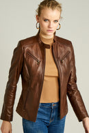 Latinia Women's Leather Jacket | Derimod Latinia Women's Leather Jacket | Derimod