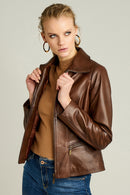 Martha Women's Leather Jacket | Derimod Martha Women's Leather Jacket | Derimod