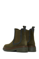 Women's Khaki Suede Leather Chelsea Boots | Derimod Women's Khaki Suede Leather Chelsea Boots | Derimod